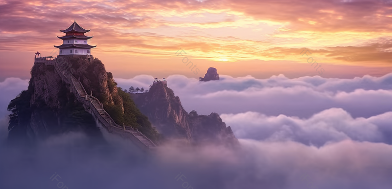 自然界山顶之上山上的建筑物实拍摄影图,高清,摄影图,摄影图片,图片大全,摄影图免费下载